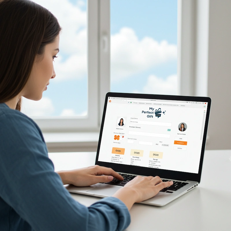 Persona che crea il proprio Profilo Utente su My Perfect Gift.