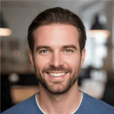 Primo piano in stile selfie di Federico Santoro, cliente soddisfatto di My Perfect Gift.